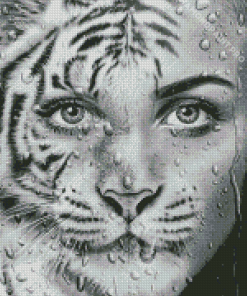 Black And White Tiger Lady Diamond Painting