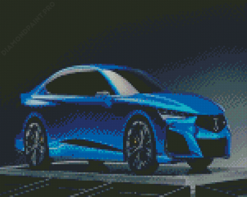 Blue Acura Car Diamond Painting