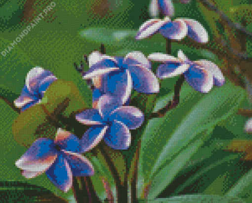 Blue Plumeria Flowers Diamond Painting