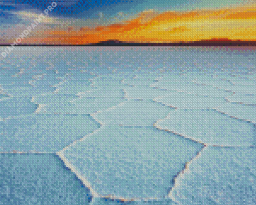Bolivia Uyuni Salt Flat At Sunset Diamond Paintings
