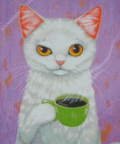 Cat And Coffee Diamond Painting