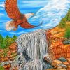 Eagles With Waterfall Falls Diamond Painting