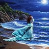 Girl On Beach In Blue Dress Diamond Painting