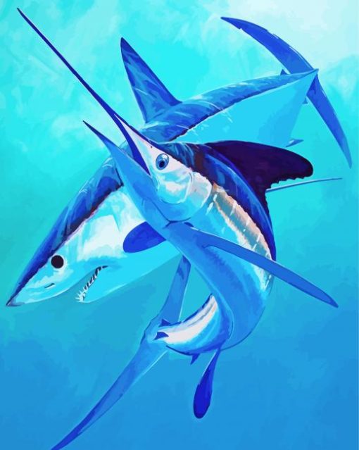 Swordfish And Shark Diamond Painting
