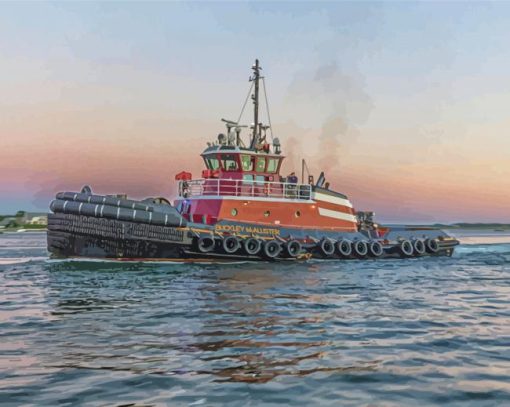 Towboat In The Ocean Diamond Paintings