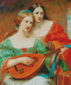 Two Ladies In Renaissance Dress Art Diamond Painting