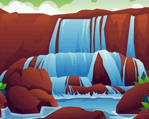 Waterfall River Illustration Diamond Painting