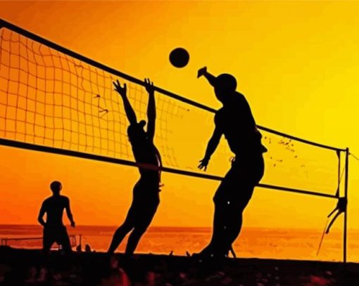 Aesthetic Beach Volleyball Illustration Diamond Painting