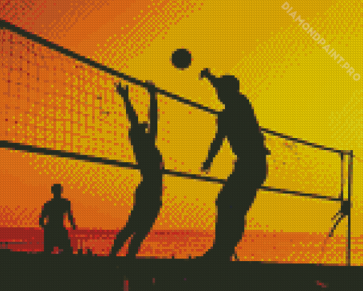 Aesthetic Beach Volleyball Illustration Diamond Painting