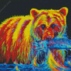 Aesthetic Bear With Fish Diamond Painting