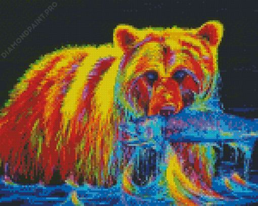 Aesthetic Bear With Fish Diamond Painting