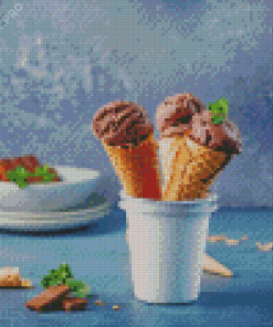 Aesthetic Chocolate Ice Cream Cone Diamond Painting