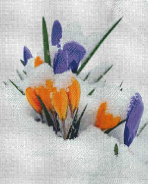 Aesthetic Spring Flower In Snow Diamond Painting