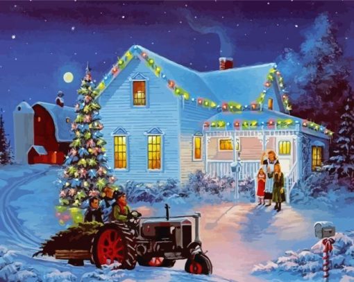Aesthetic Christmas Snow Farmhouse Diamond Painting