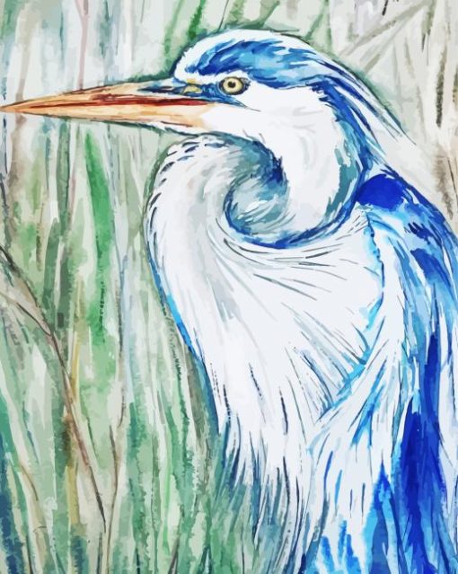 Blue Abstract Heron Bird Diamond Painting