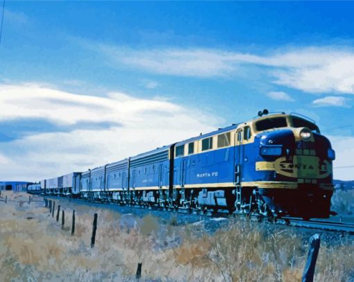 Blue Diesel Train Diamond Paintings