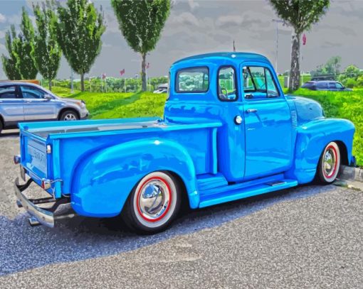 Blue Classic Chevy Truck Diamond Painting