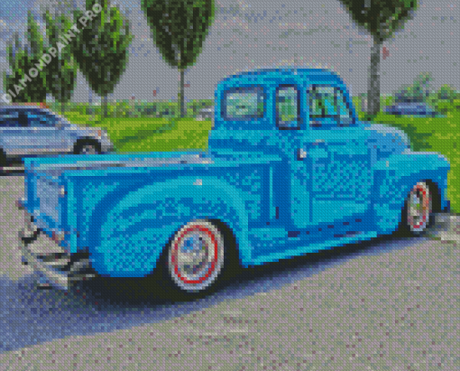 Blue Classic Chevy Truck Diamond Painting