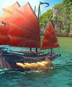 Chinese Pirate Junk Boat Diamond Painting