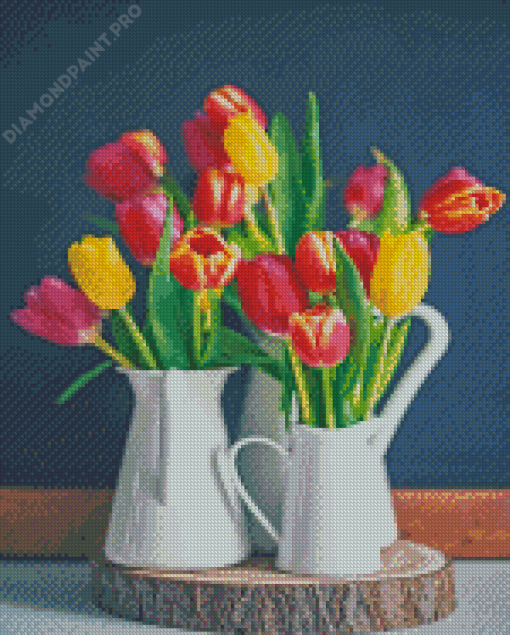 Colorful Tulip Flower Vase Diamond Painting