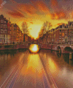 Keizersgracht Amsterdam At Sunset Diamond Painting