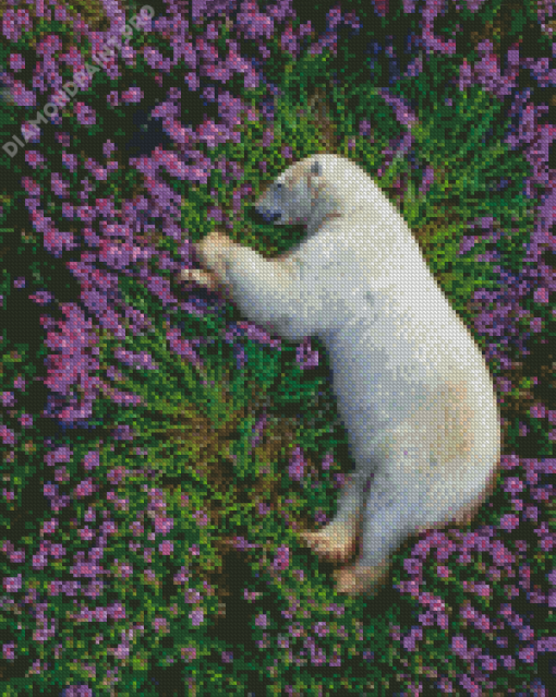 Sleeping Bear In Flowers Field Diamond Painting