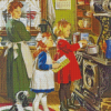 Vintage Children In Kitchen Diamond Paintings