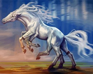 White Sleipnir Horse Art Diamond Painting