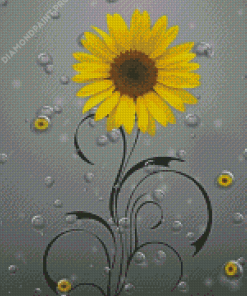 Yellow And Gray Sunflower Diamond Painting
