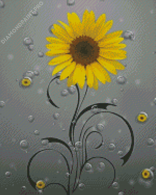 Yellow And Gray Sunflower Diamond Painting