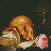 A Vanitas Still Life With A Skull A Book And Roses By De Heem Diamond Painting