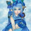 Blue Girl And Animals Diamond Painting