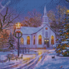 Christmas Church In Winter Diamond Painting