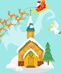 Christmas Church Illustration Diamond Painting