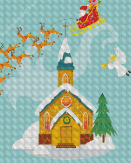 Christmas Church Illustration Diamond Painting