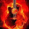 Classic Guitar On Fire Diamond Painting
