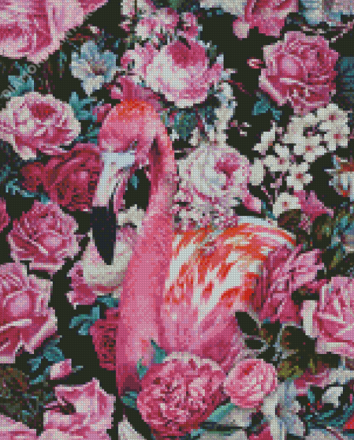 Aesthetic Flamingo With Rose Diamond Painting