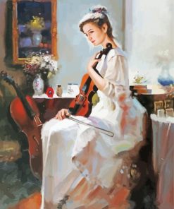 Aesthetic Girl With Violin Diamond Painting