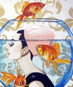 Aesthetic Lady Holding A Fish Bowl Diamond Painting