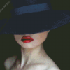 Aesthetic Lady In Black Hat With Bright Lipstick Diamond Painting