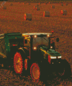 Aesthetic Tractor In Hay Field Diamond Painting