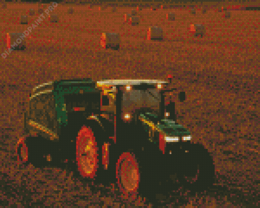 Aesthetic Tractor In Hay Field Diamond Painting