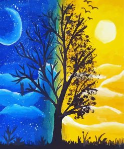 Aesthetic Tree Night And Day Art Diamond Painting