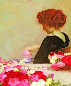 Aesthetic Woman Arranging Roses Diamond Painting