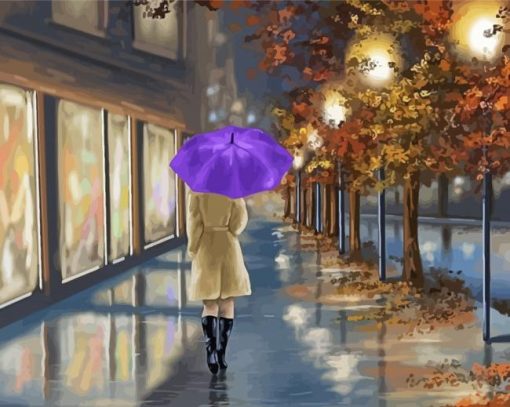 Aesthetic Woman In The Rain Diamond Painting