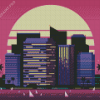 Aesthetic Purple City Art Diamond Painting