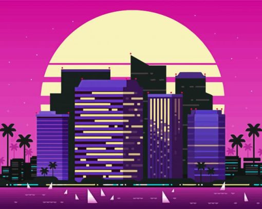 Aesthetic Purple City Art Diamond Painting