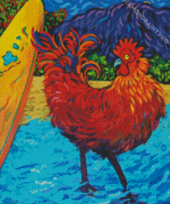 Aesthetic Rooster Surfing Diamond Painting