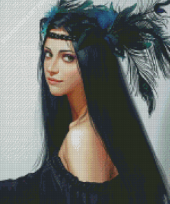 Beautiful Lady With Black Hair Diamond Painting