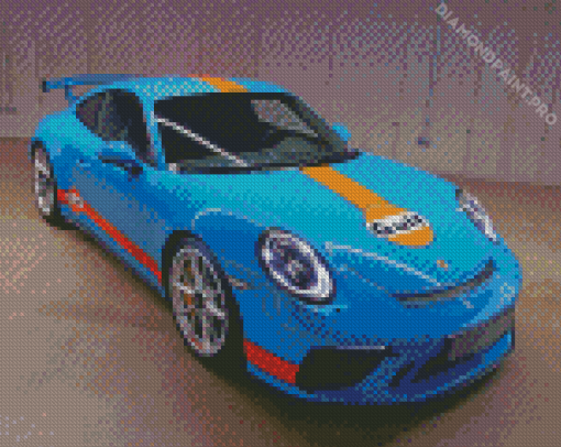Blue Gulf Porsche Car Diamond Painting